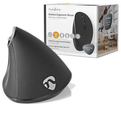 Ergonomische draadloze muis | 1600 dpi | 6-Button | Black