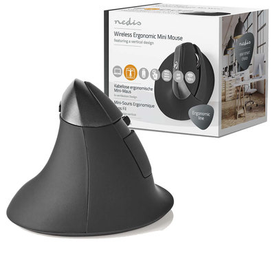 Ergonomische draadloze muis | Mini | 1600 dpi | 6-Button | Black