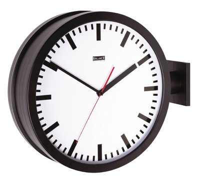 Dubbelzijdige stationswandklok 38 cm Analoog Zwart/Wit