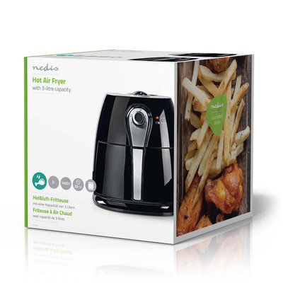 Heteluchtfriteuse | 3 liter | 30-minuten timer | Zwart