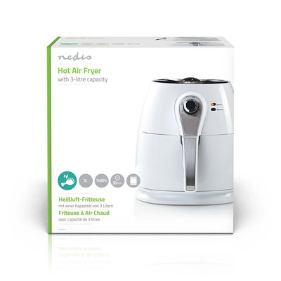 Heteluchtfriteuse | 3 liter | 30-minuten timer | Wit