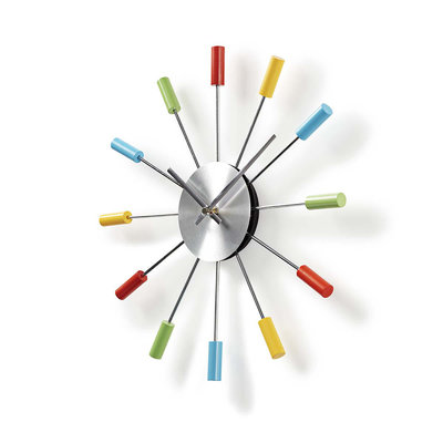 Ronde wandklok | Diameter 34 cm | Kleurig & Leuk | Zilver & gelakt