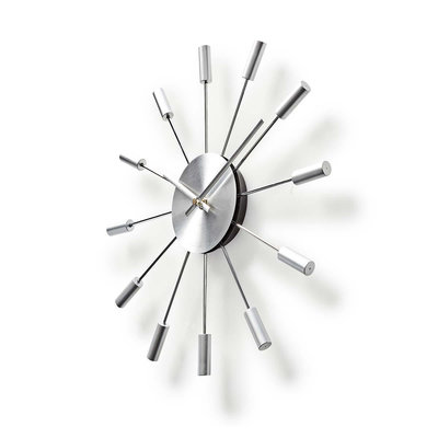 Ronde wandklok | Diameter 34 cm | Zilver