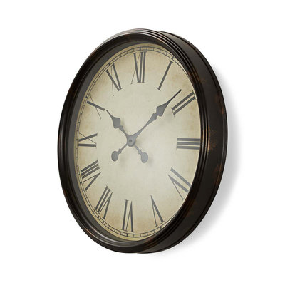 Ronde wandklok | Diameter 50 cm | Antieken stijl | Zwart
