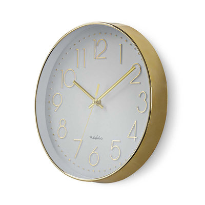 Ronde wandklok | Diameter 30 cm | Eenvoudig te lezen cijfers | Goud