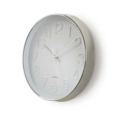 Ronde wandklok | Diameter 30 cm | Wit & zilver