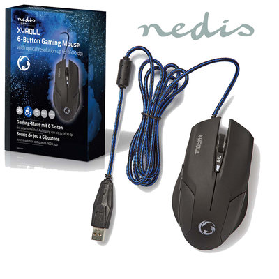 Gaming-muis | Met kabel | Verlicht | 1600 dpi | 6 knoppen
