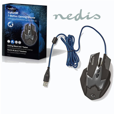 Gaming-muis | Met kabel | Verlicht | 2400 dpi | 7 knoppen
