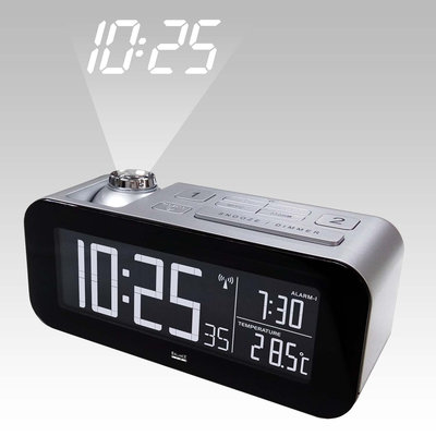 Zendergestuurde Wekker LCD Zilver/Zwart