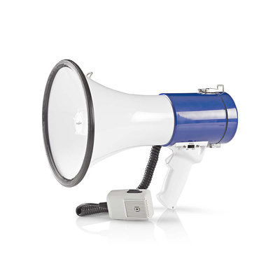 Megafoon | 25 W | Bereik van 1500 m | Afneembare Microfoon | Wit/Blauw