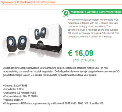Speakerset met mooi vol geluid.