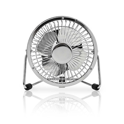 Metalen Miniventilator | Diameter 10 cm | Gevoed over USB | Chroom