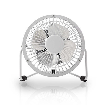 Metalen Miniventilator | Diameter 10 cm | Gevoed over USB | Wit