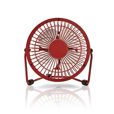 Metalen Miniventilator | Diameter 10 cm | Gevoed over USB | Rood