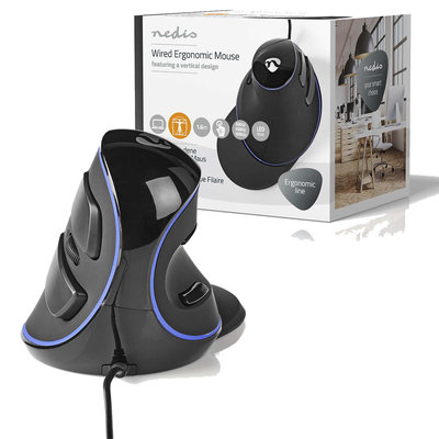 Ergonomische bedrade muis | 1600 dpi | 6-Button | Zwart